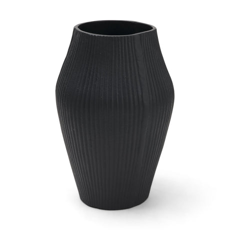 Patine Wide Matte Black Metal Fluted Decorative Vase from Mercana - Luna Furniture