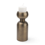 Pelar Large Antiqued Brass Stacked Pillar Candle Holder