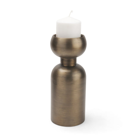 Pelar Large Antiqued Brass Stacked Pillar Candle Holder from Mercana - Luna Furniture