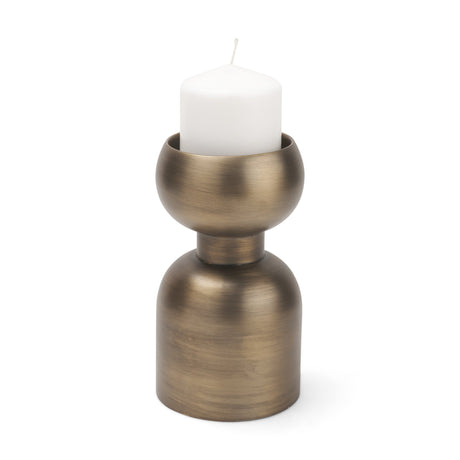 Pelar Small Antiqued Brass Stacked Pillar Candle Holder from Mercana - Luna Furniture