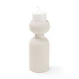 Pelar Large Matte White Metal Stacked Pillar Candle Holder