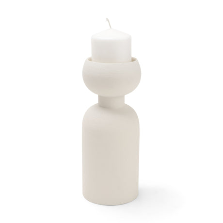Pelar Large Matte White Metal Stacked Pillar Candle Holder from Mercana - Luna Furniture