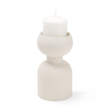 Pelar Small Matte White Metal Stacked Pillar Candle Holder