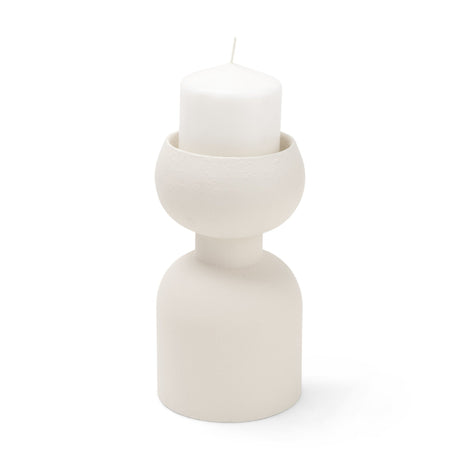 Pelar Small Matte White Metal Stacked Pillar Candle Holder from Mercana - Luna Furniture
