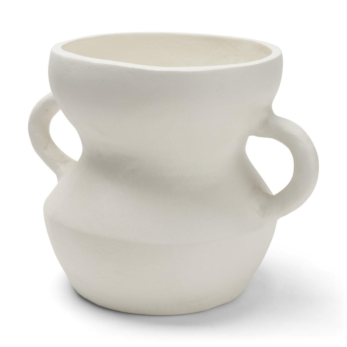 Mika Wide White Ceramic Vase w/ Handles from Mercana - Luna Furniture