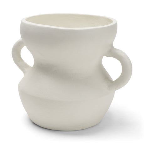 Mika Wide White Ceramic Vase w/ Handles from Mercana - Luna Furniture