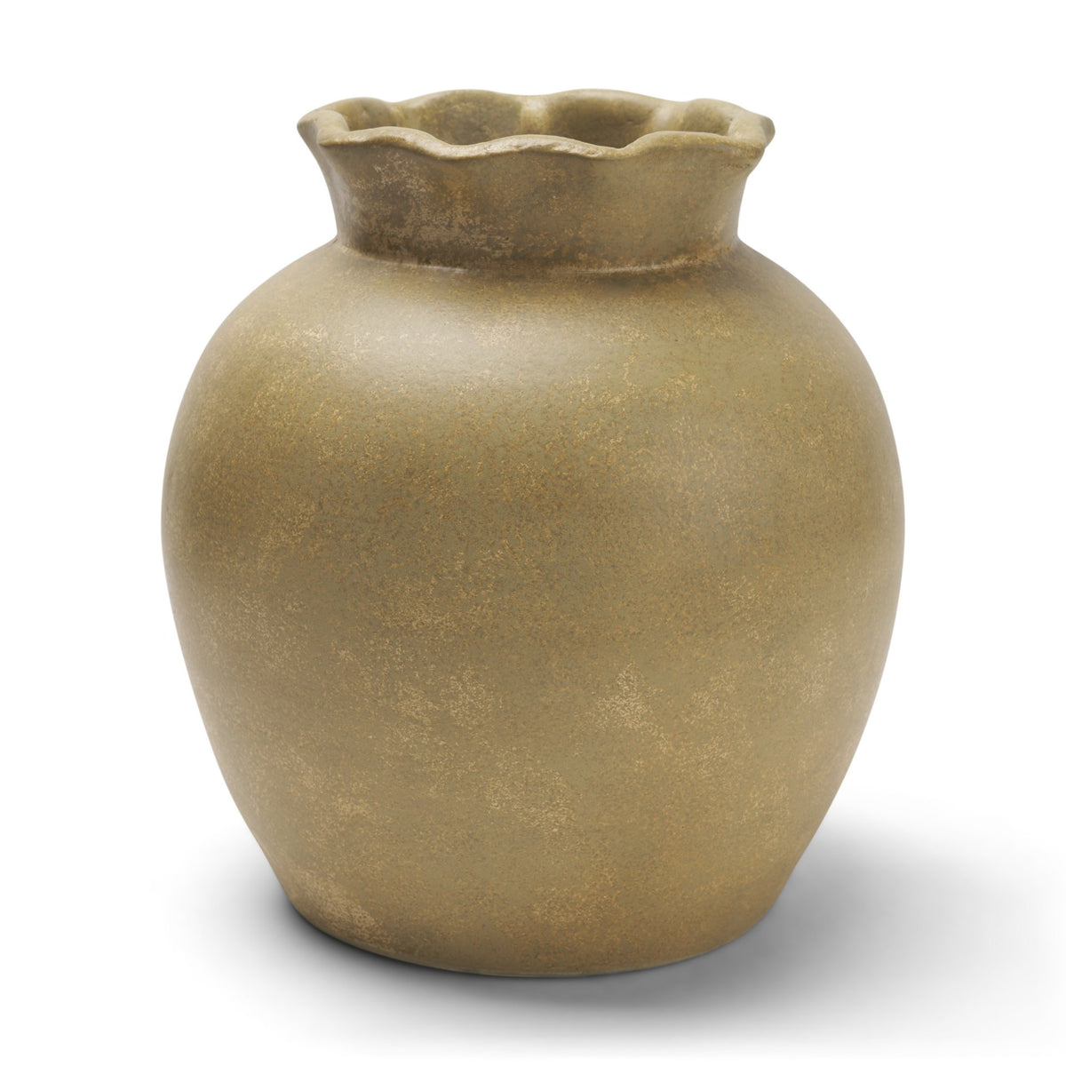 Melo Large Distressed Citron Yellow Ceramic Vase from Mercana - Luna Furniture