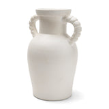 Trenza Large White Ceramic Vase w/ Twisted Handles from Mercana - Luna Furniture