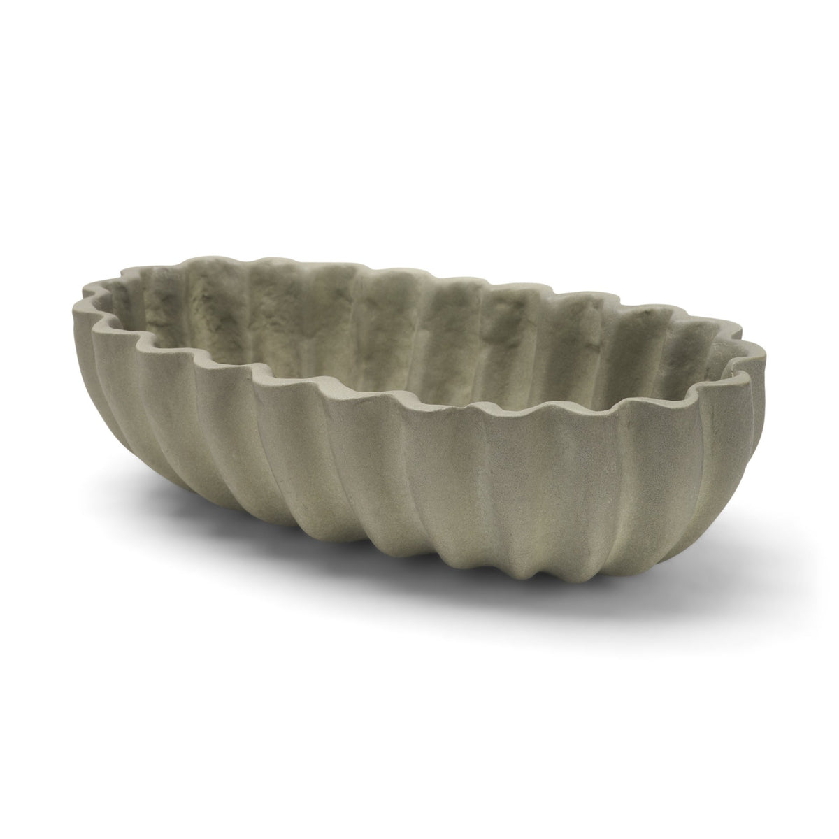 Camelia Fluted Sage Green Paper Mache Long Centerpiece Bowl from Mercana - Luna Furniture