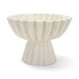Camelia Fluted White Paper Mache Pedastal Centerpiece Bowl from Mercana - Luna Furniture