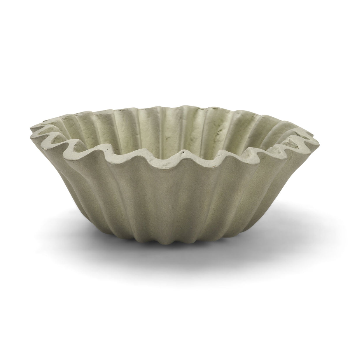 Camelia Small Fluted Sage Green Paper Mache Round Centerpiece Bowl from Mercana - Luna Furniture