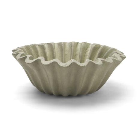 Camelia Small Fluted Sage Green Paper Mache Round Centerpiece Bowl from Mercana - Luna Furniture