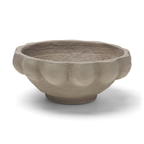 Konya Small Earthen Gray-Brown Dotted Paper Mache Centerpiece Bowl from Mercana - Luna Furniture