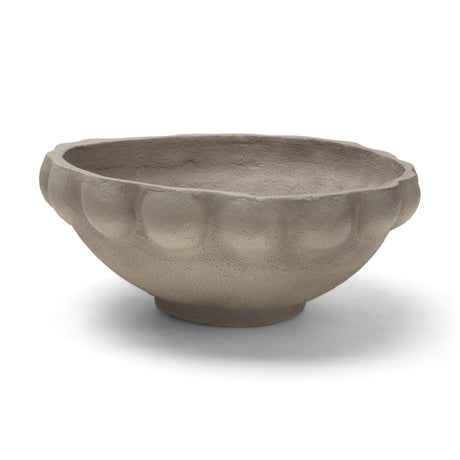 Konya Large Earthen Gray-Brown Dotted Paper Mache Centerpiece Bowl from Mercana - Luna Furniture