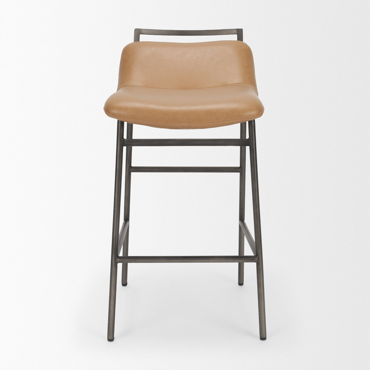 Kavalan Backless 33.5in Seat Counter Stool | Tan Leather w/ Gunmetal from Mercana - Luna Furniture