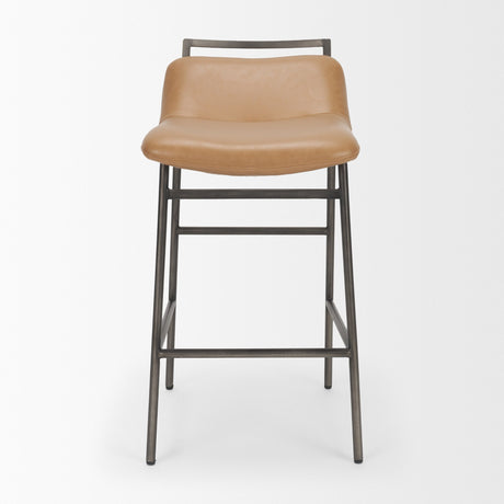 Kavalan Backless 33.5in Seat Counter Stool | Tan Leather w/ Gunmetal from Mercana - Luna Furniture