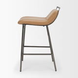 Kavalan Backless 33.5in Seat Counter Stool | Tan Leather w/ Gunmetal from Mercana - Luna Furniture