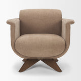 Oskar Chocolate Fabric w/ Brown Wood Base Swivel Accent Chair from Mercana - Luna Furniture