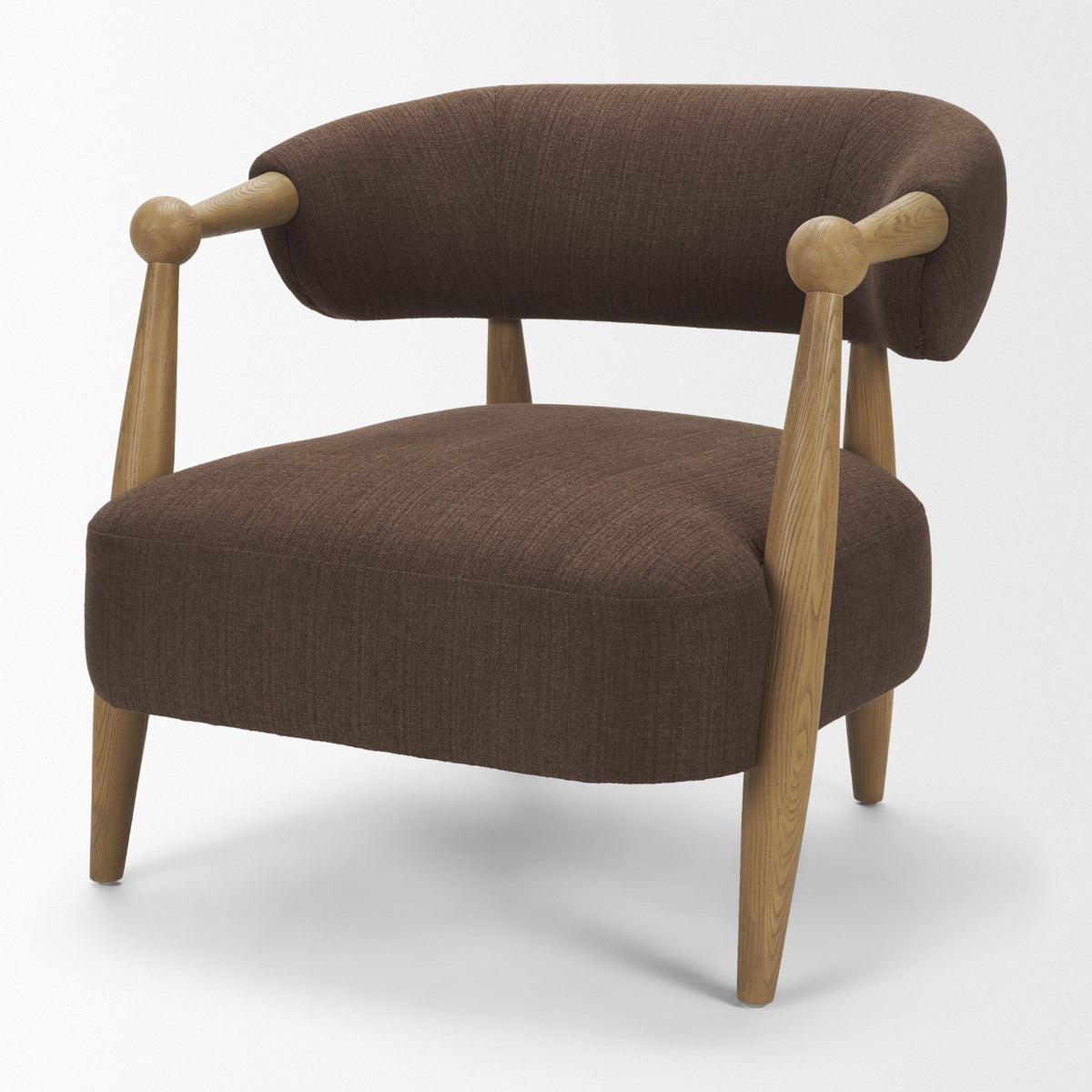Lewis Mocha Fabric w/ Brown Wood Open Back Accent Chair from Mercana - Luna Furniture