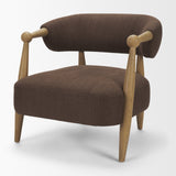 Lewis Mocha Fabric w/ Brown Wood Open Back Accent Chair from Mercana - Luna Furniture