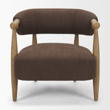 Lewis Mocha Fabric w/ Brown Wood Open Back Accent Chair from Mercana - Luna Furniture
