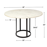 Tanner II 48" Round White Marble Top Black Metal Base Dining Table from Mercana - Luna Furniture