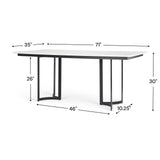 Tanner I 71L x 35W Rectangular White Marble W/ Metal Base Dining Table from Mercana - Luna Furniture