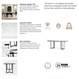 Tanner I 71L x 35W Rectangular White Marble W/ Metal Base Dining Table from Mercana - Luna Furniture