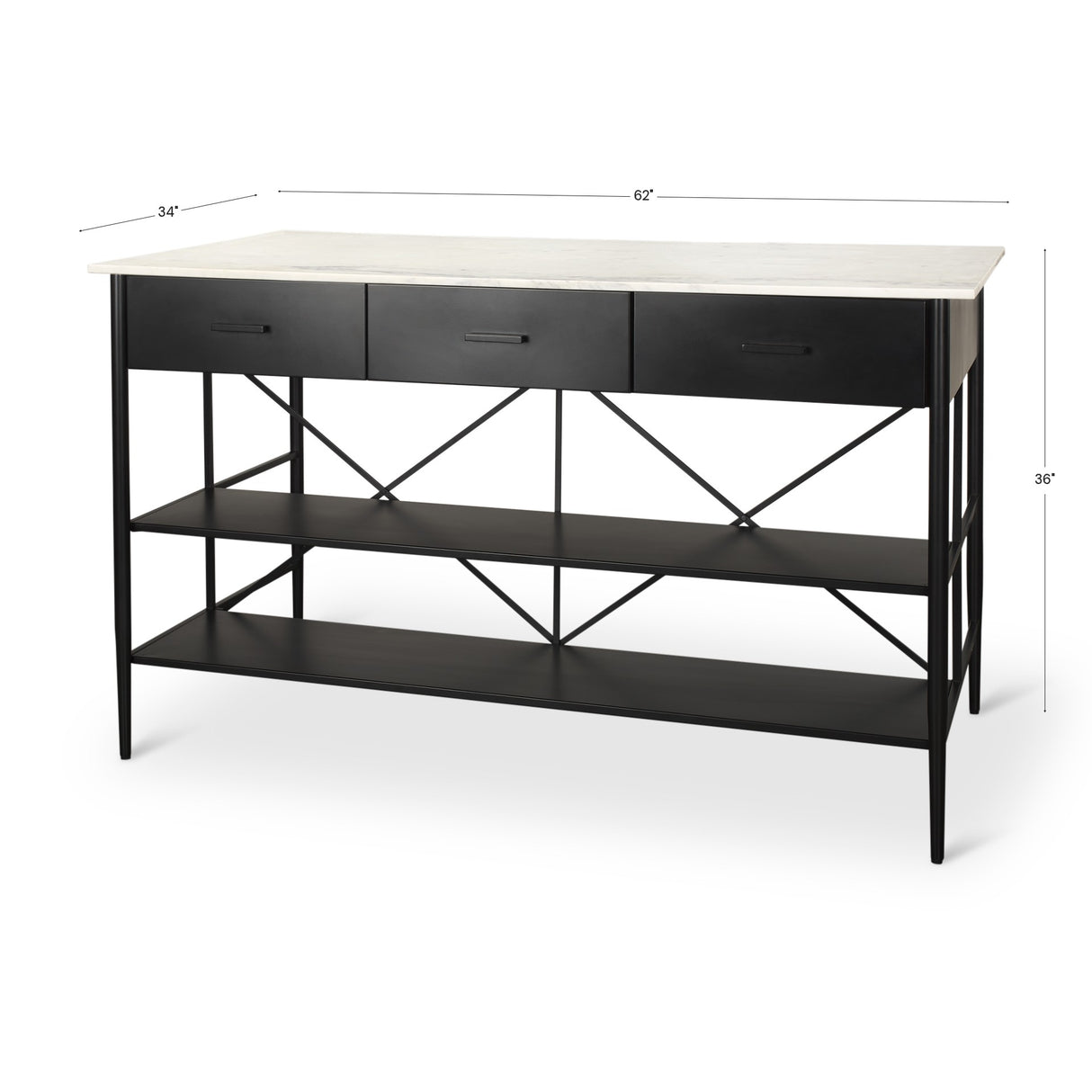 Amika White Marble Top Black Metal Base Kitchen Island from Mercana - Luna Furniture