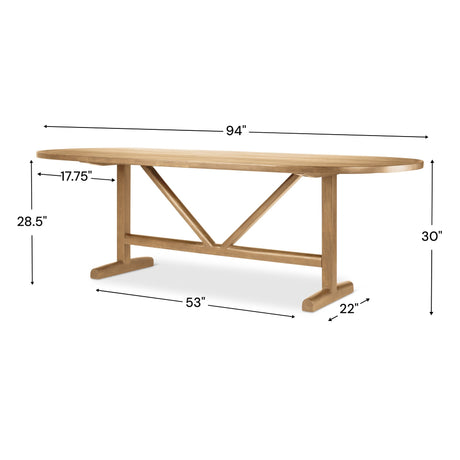 Viktor 94"L Light Brown Solid Wood Dining Table from Mercana - Luna Furniture