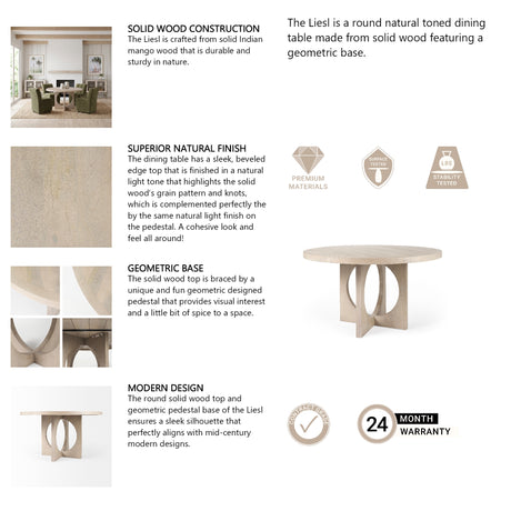 Liesl 54.L x 54.0W x 30.0H Barely Gray Finished Wood W/ Circular Top Dining Table from Mercana - Luna Furniture