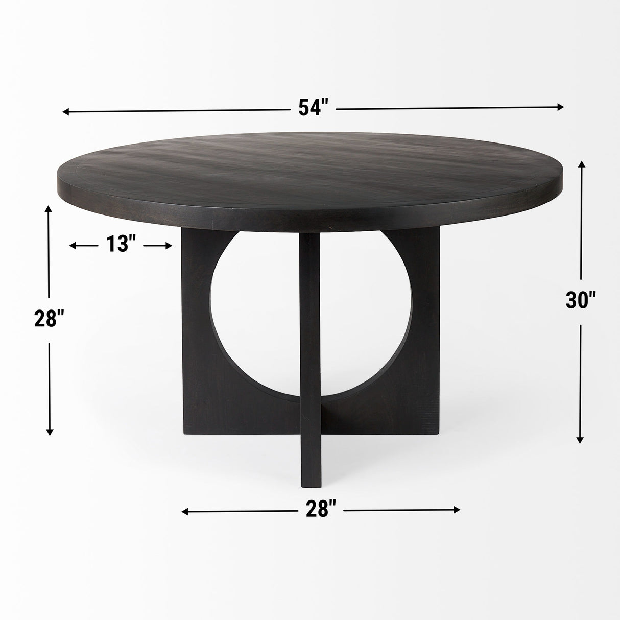 Liesl 54.L x 54.0W x 30.0H Black Wood W/ Circular Top Dining Table from Mercana - Luna Furniture