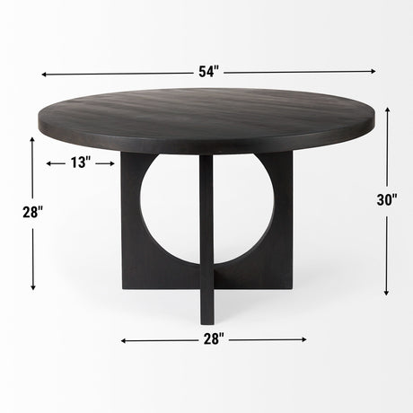 Liesl 54.L x 54.0W x 30.0H Black Wood W/ Circular Top Dining Table from Mercana - Luna Furniture