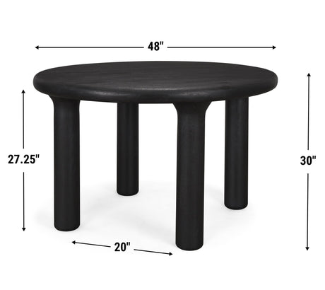 Soma Textured Black Mango Wood Round Dining Table from Mercana - Luna Furniture