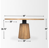 Swanson 60" Light Brown Wood Round Pedestal Dining Table from Mercana - Luna Furniture