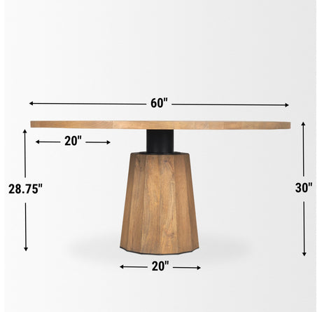 Swanson 60" Light Brown Wood Round Pedestal Dining Table from Mercana - Luna Furniture