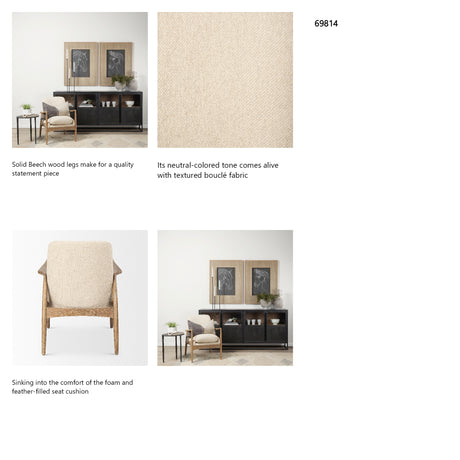 Westan Cream Boucle Fabric W/Light Brown Wood Accent Chair from Mercana - Luna Furniture