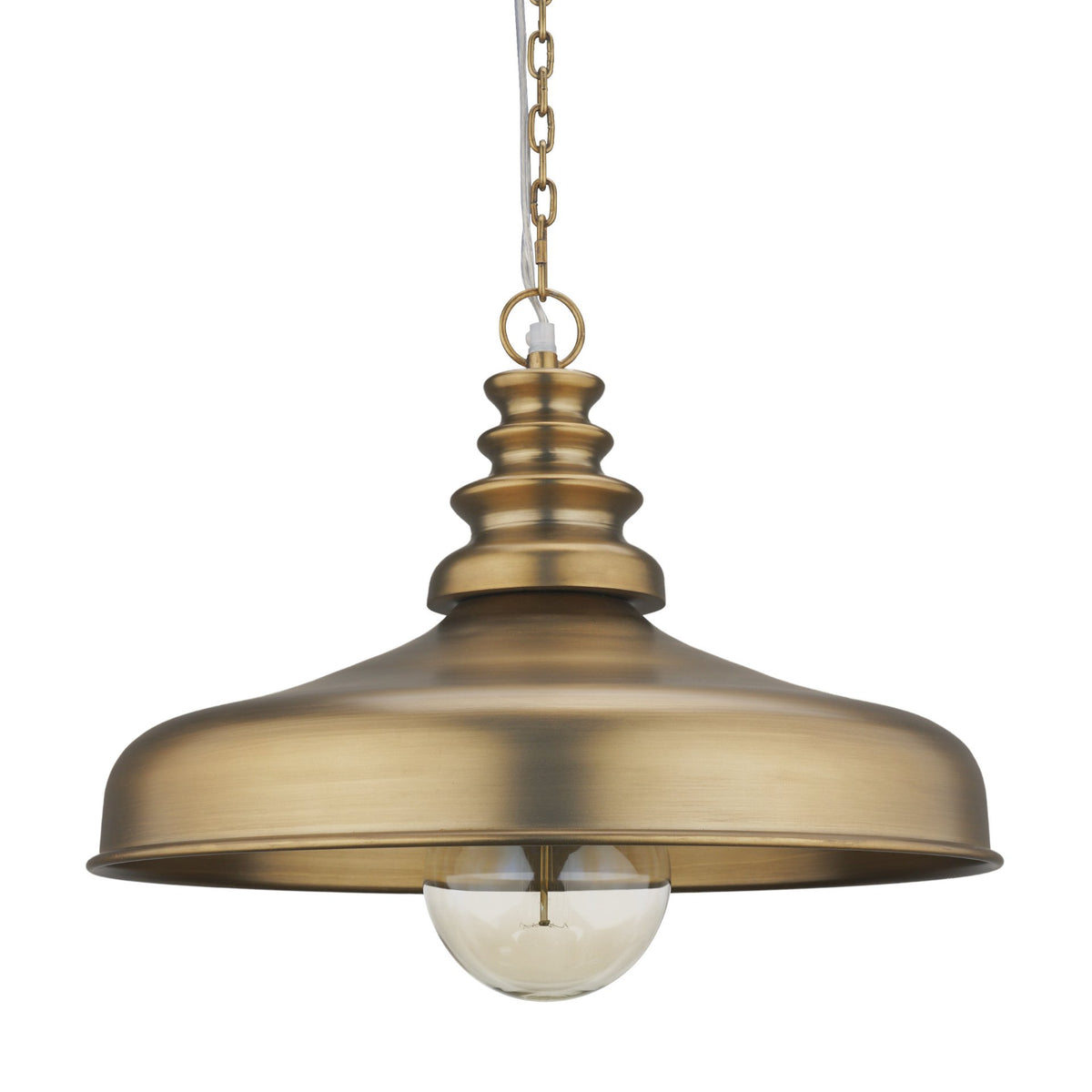 Keller Wide Antiqued Brass Metal 1-Light Pendant from Mercana - Luna Furniture