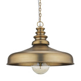 Keller Wide Antiqued Brass Metal 1-Light Pendant from Mercana - Luna Furniture