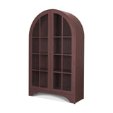 Rousseau Arched Curio Cabinet w/ Glass Doors | Burgundy Metal from Mercana - Luna Furniture