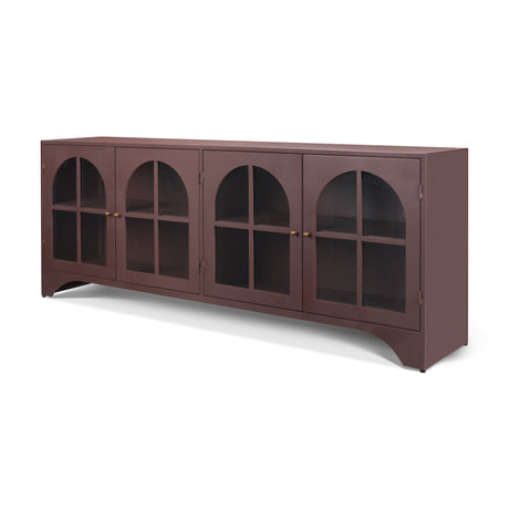 Rousseau 4 Door Closed Sideboard | Arched Glass | Burgundy Metal from Mercana - Luna Furniture
