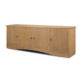 Carrington 82" 4 Door Closed Sideboard | Brown Oak Wood w/ Brass Hardware from Mercana - Luna Furniture