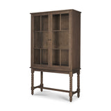 Cromwell Spiral Turned Display Cabinet | Mid-Brown Wood from Mercana - Luna Furniture