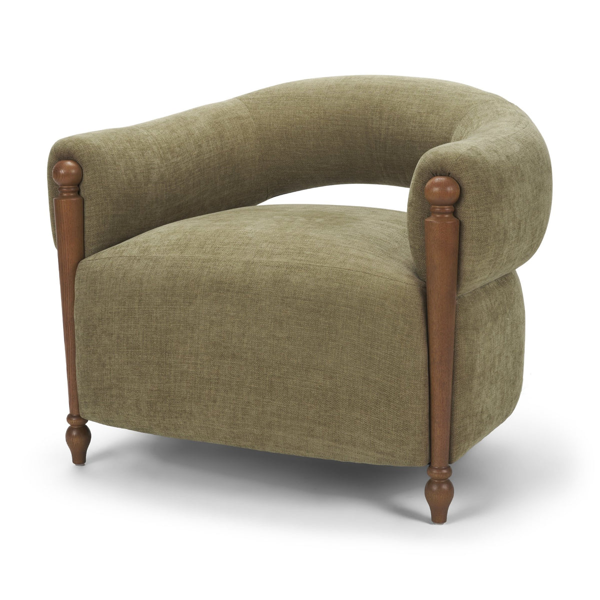 Margaux Olive Fabric Open Back Barrel Accent Chair from Mercana - Luna Furniture