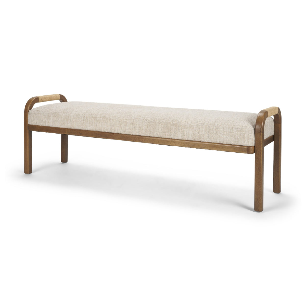 Freya Upholstered Bench | Oatmeal Fabric | Brown Wood Frame from Mercana - Luna Furniture