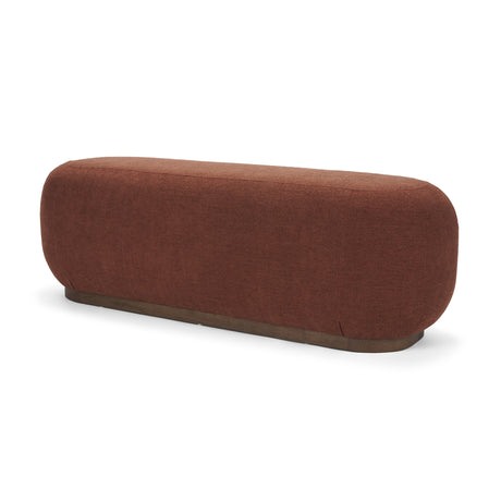 Siren Burgundy Fabric w/ Brown Ash Wood Oblong Bench from Mercana - Luna Furniture