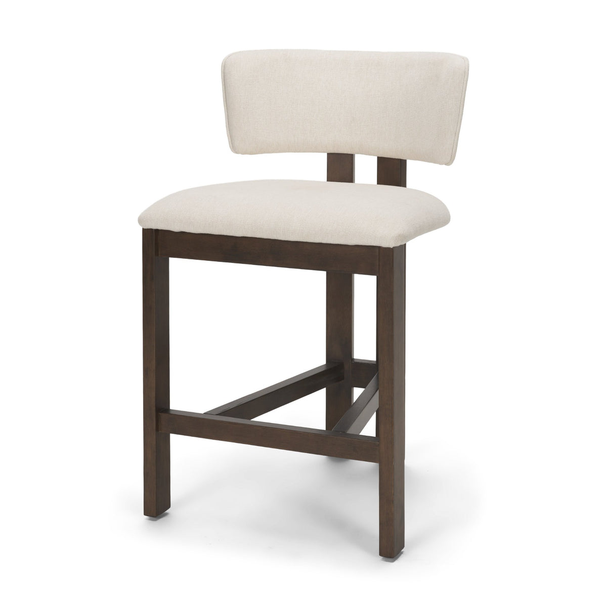 Soho Open Back 35.3in Seat Counter Stool | Cream Fabric w/ Brown Wood from Mercana - Luna Furniture