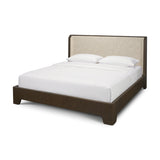 Holden King Upholstered Bedframe | Shelter Headboard | Oatmeal Performance Fabric from Mercana - Luna Furniture