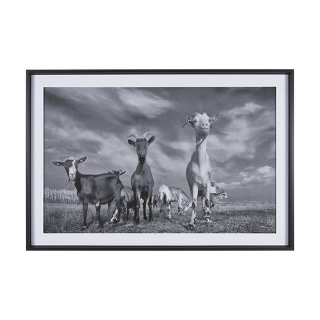 Curious Farm Goats by Novica Stankovic Hand-Embellished Textured Framed Artwork Matted under Glass from Mercana - Luna Furniture