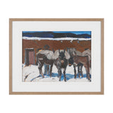Prospector with Burros by LaVerne Nelson Black Hand-Embellished Framed Artwork Matted under Glass